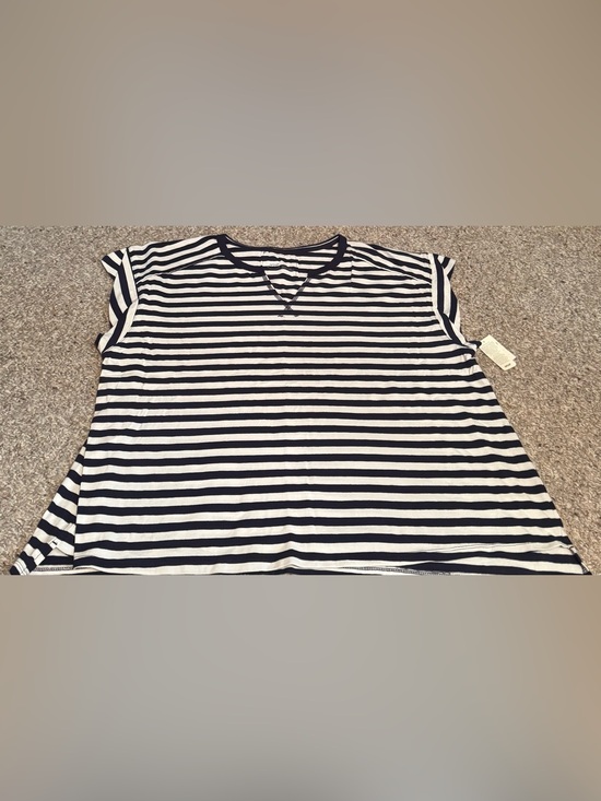 aerie Tops - Aerie Women's Summer Breeze Notch Neck T-Shirt Summer Navy Stripe NWT